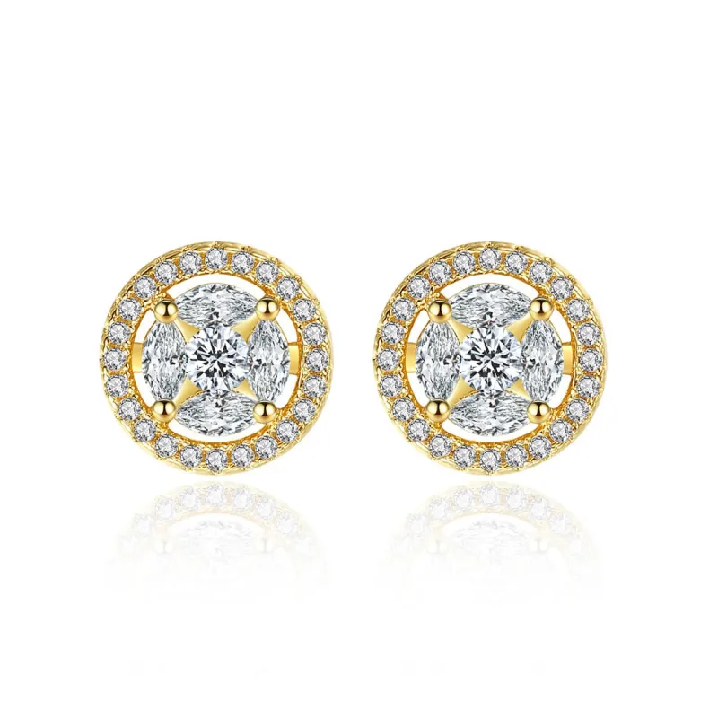 Crystal & Cubic Zirconia Goldtone Hola Round Stud Earrings made by Zulily
