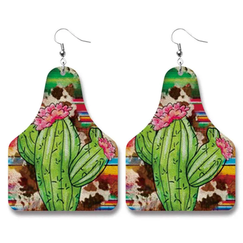 Green Polystyrene & Silvertone Cactus Drop Earrings made by Zulily