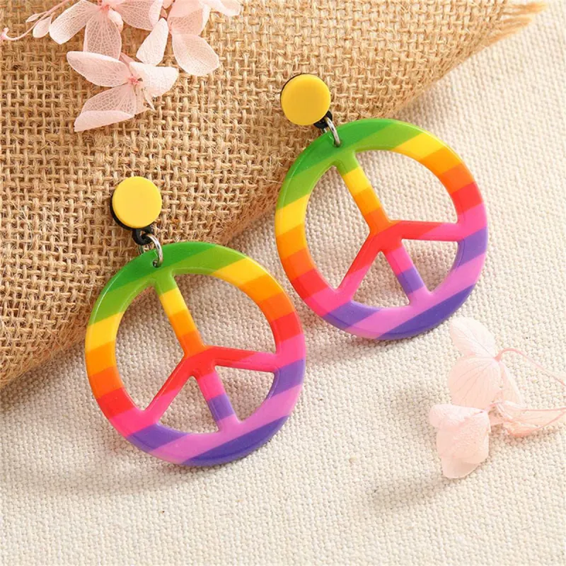 Purple & Green Multicolor Peace Sign Drop Earrings made by Zulily