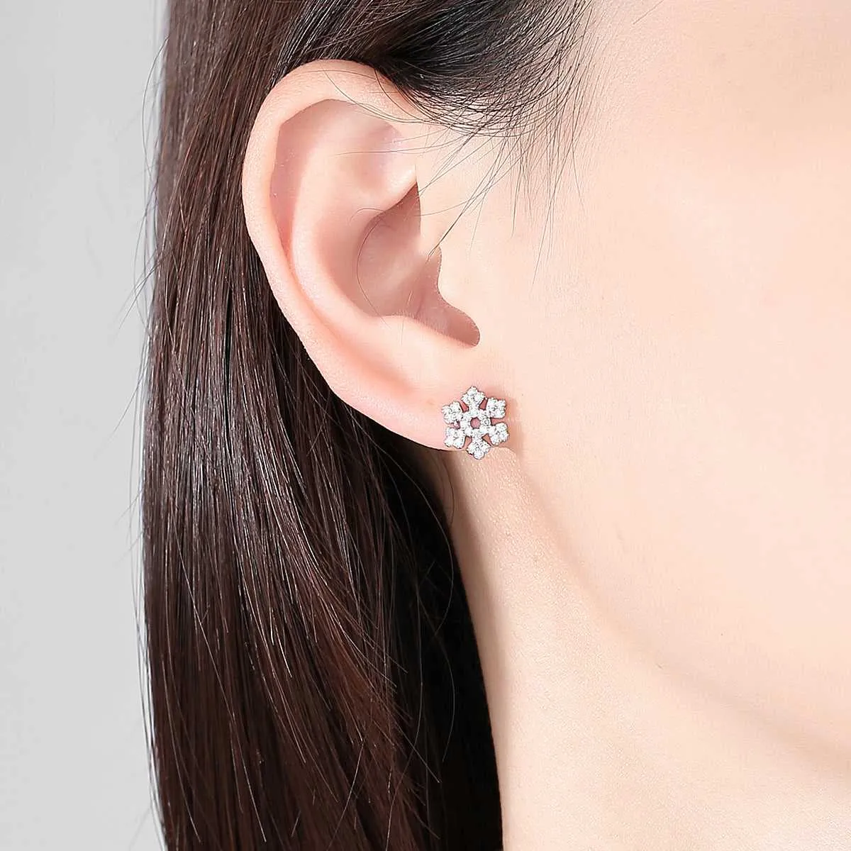 Cubic Zirconia & Silvertone Reindeer Snowflake Stud Earrings sold by Zulily product image thumbnail 3