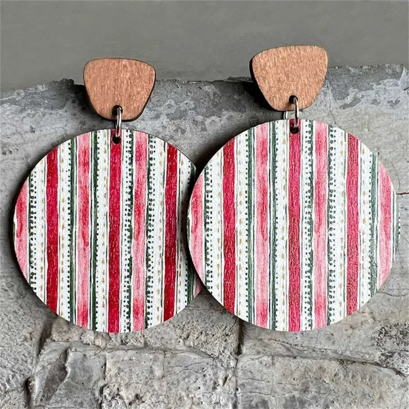 Red & Silvertone Stripe Round Drop Earrings made by Zulily