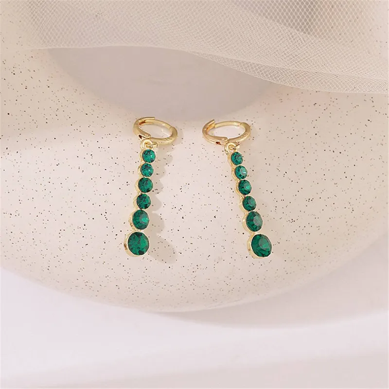 Green Crystal & Goldtone Bar Drop Earrings made by Zulily