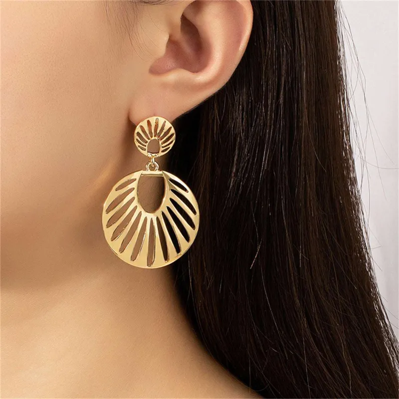 Goldtone Openwork Fan Drop Earrings made by Zulily