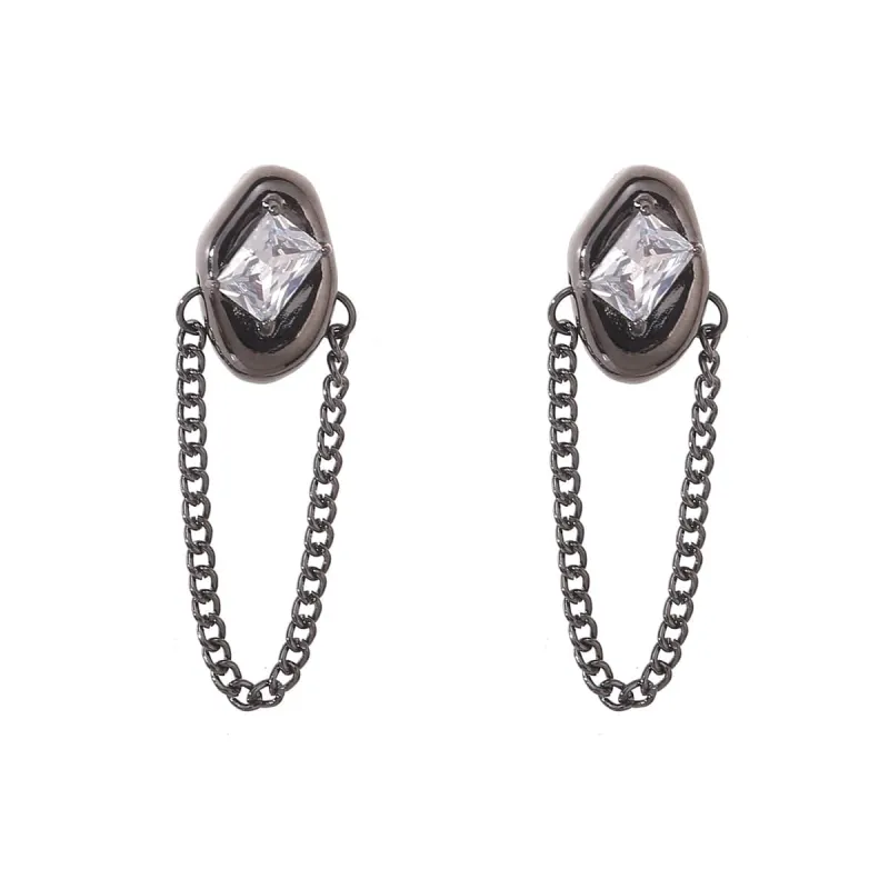 Crystal & Black-Tone Oval Tassel Drop Earrings made by Zulily