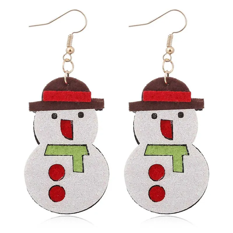 White Felt & Goldtone Glitter Snowman Drop Earrings made by Zulily