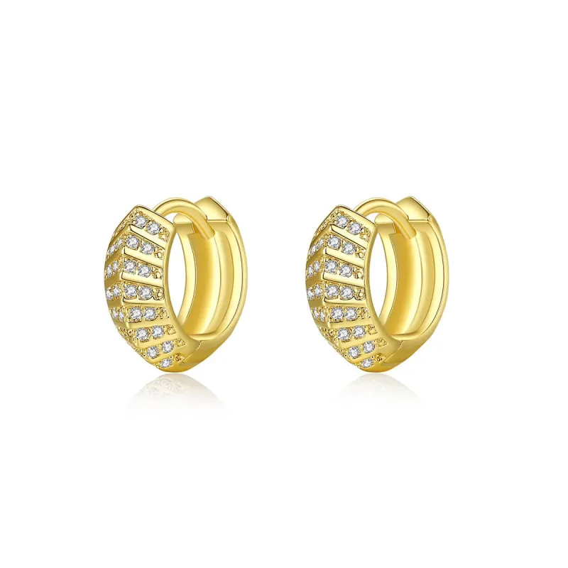 Cubic Zirconia & Goldtone Herringbone Huggie Earrings made by Zulily