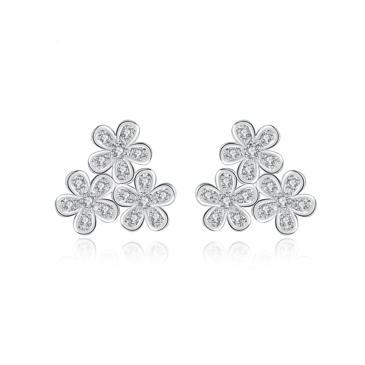 Cubic Zirconia & Silvertone Flower Group Stud Earrings sold by Zulily