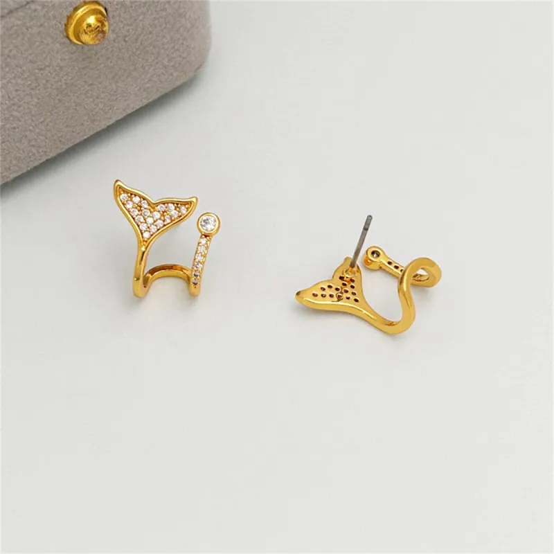 Cubic Zirconia & Goldtone Fishtail Stud Earrings made by Zulily