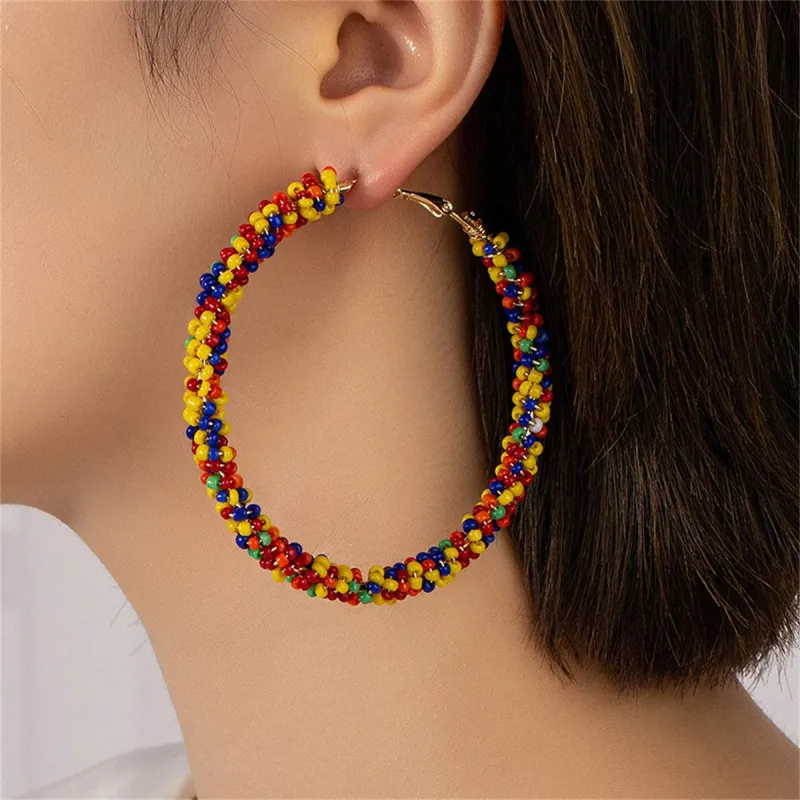 Vibrant Howlite & Goldtone Beaded Hoop Earrings made by Zulily