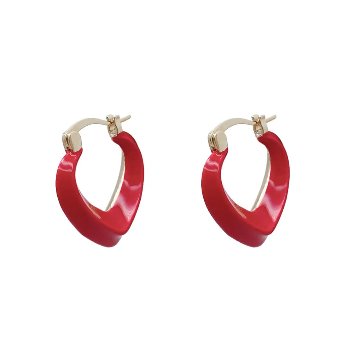 Red Enamel & Goldtone Abstract Heart Hoop Earrings sold by Zulily product image thumbnail 2