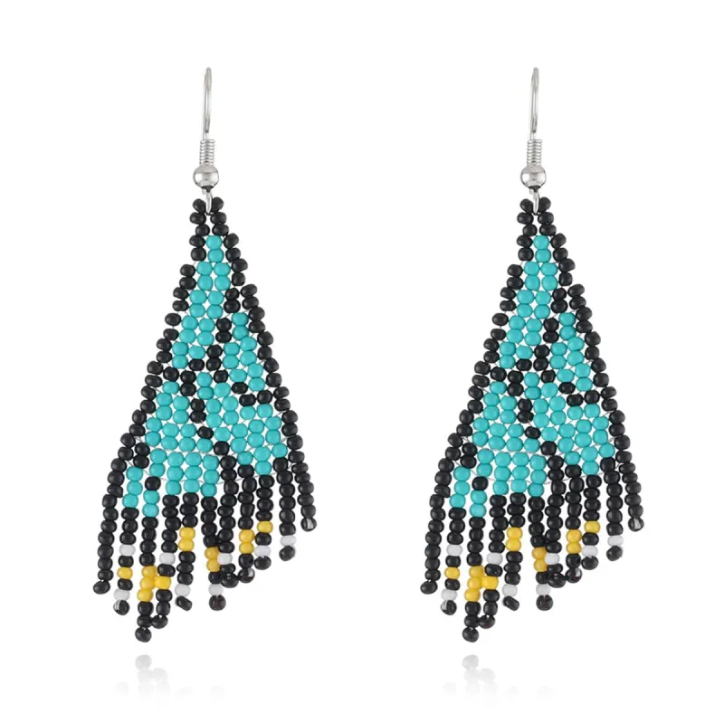 Green & Black Howlite Butterfly Tassel Drop Earrings made by Zulily