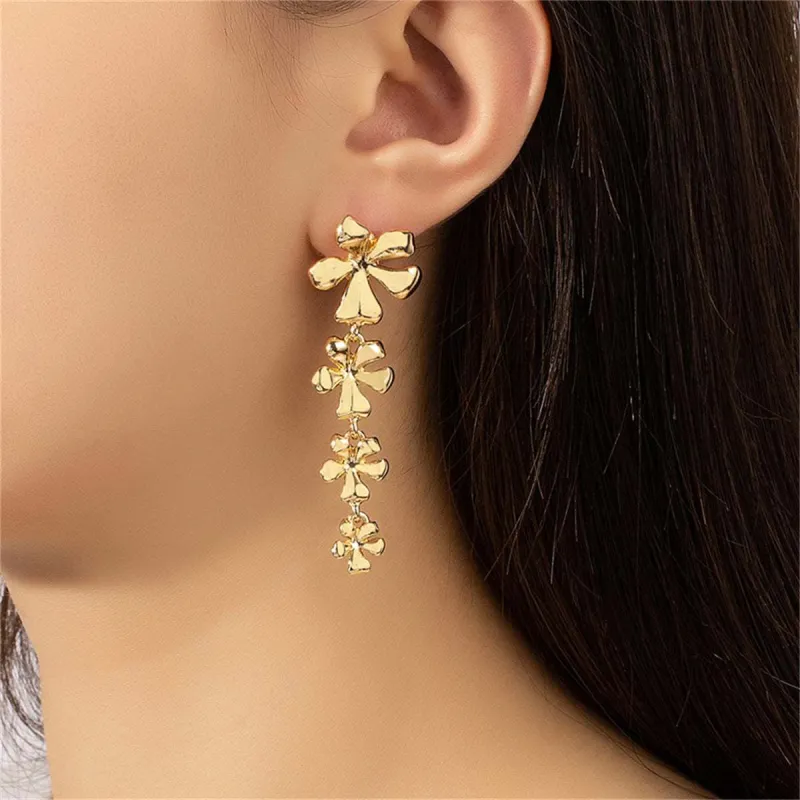 Goldtone Linked Flower Drop Earrings made by Zulily