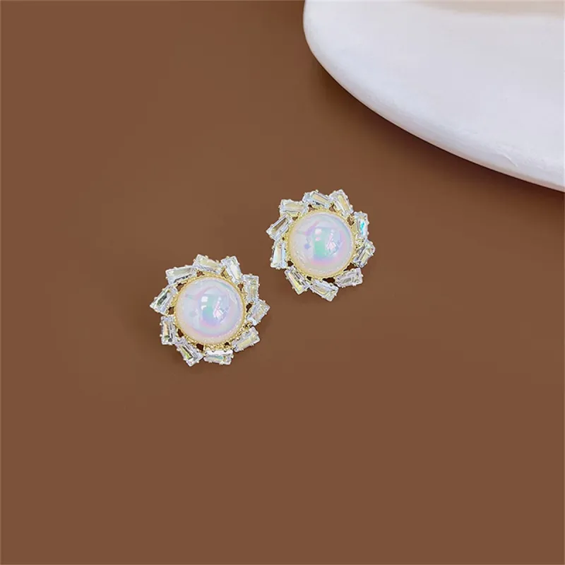 Crystal & Pearl Goldtone Round Stud Earrings made by Zulily