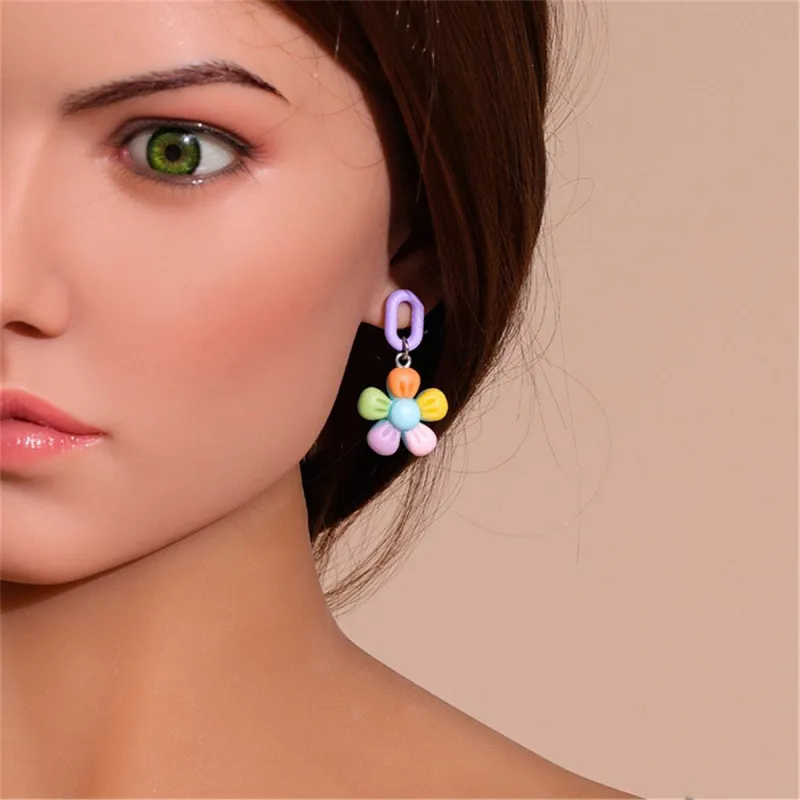 Teal & Orange Rainbow Floral Drop Earrings made by Zulily