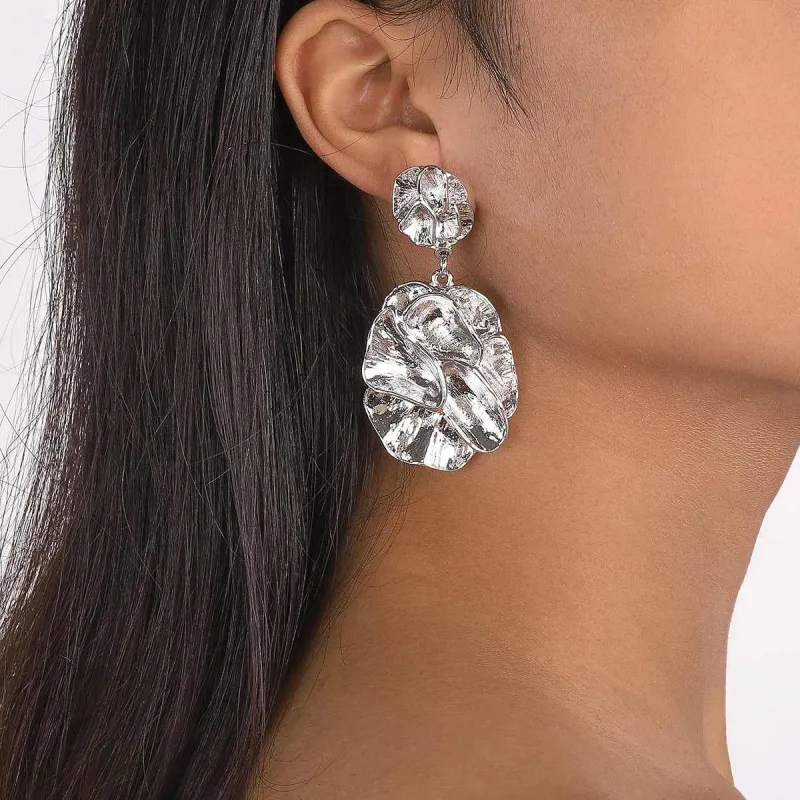 Silvertone Flower Blossom Drop Earrings made by Zulily