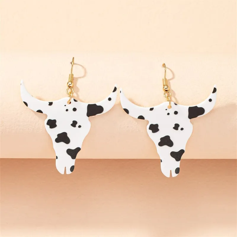 White Acrylic & Goldtone Longhorn Drop Earring made by Zulily