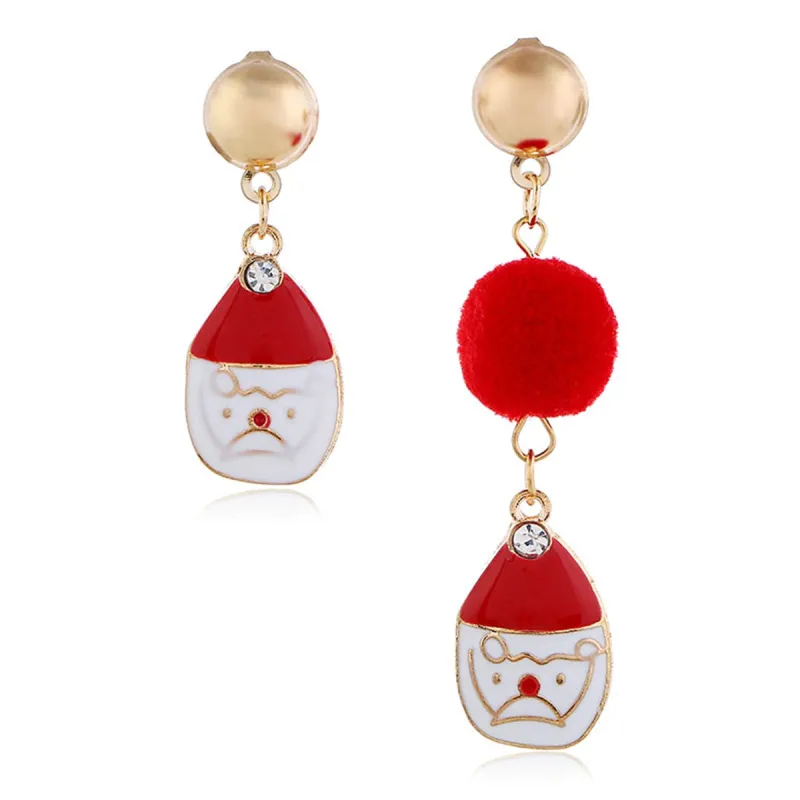 Cubic Zirconia & Red Santa Single Pom-Pom Drop Earrings made by Zulily