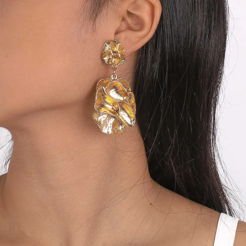 Goldtone Flower Blossom Drop Earrings made by Zulily