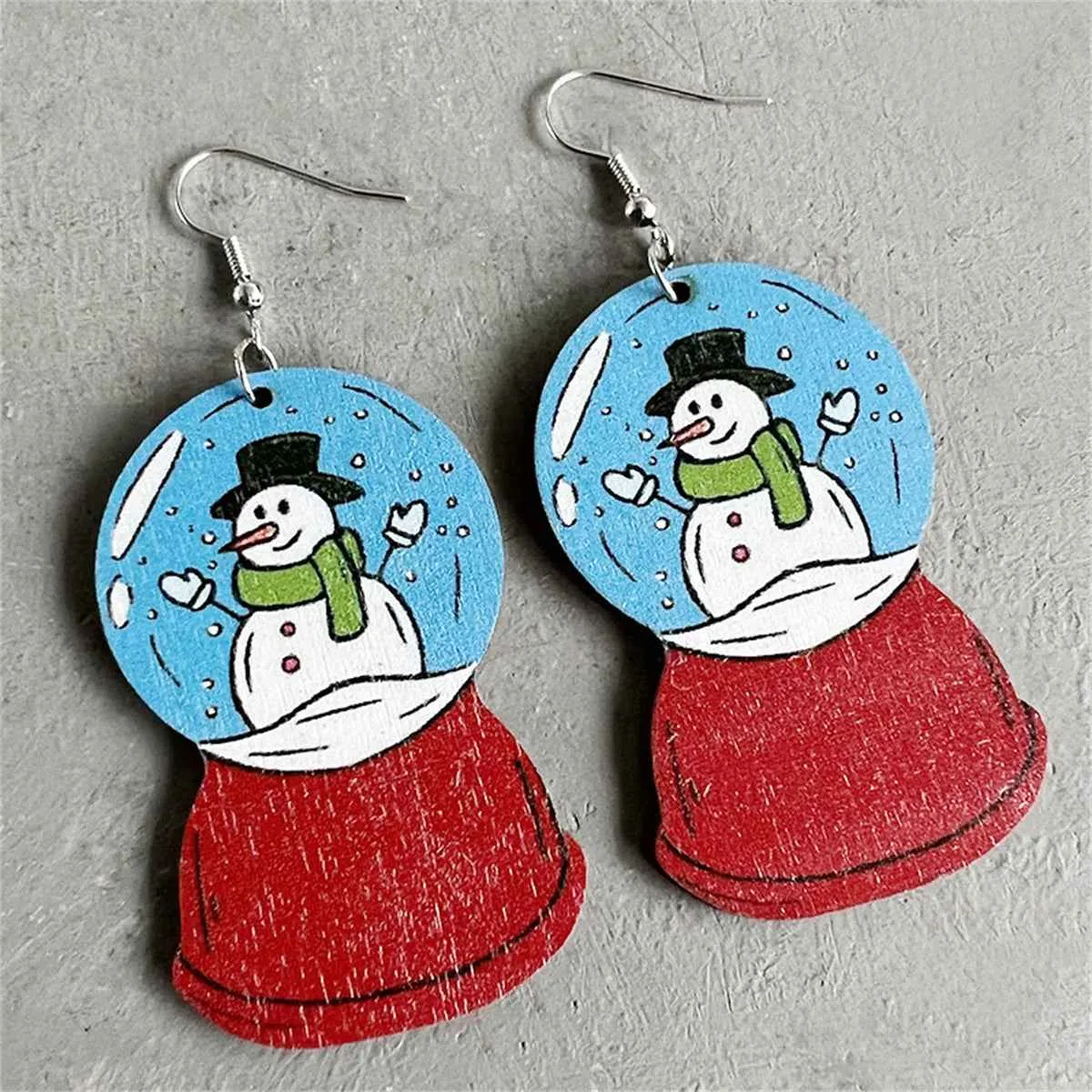 Wood & Silvertone Snow Globe Snowman Drop Earrings sold by Zulily
