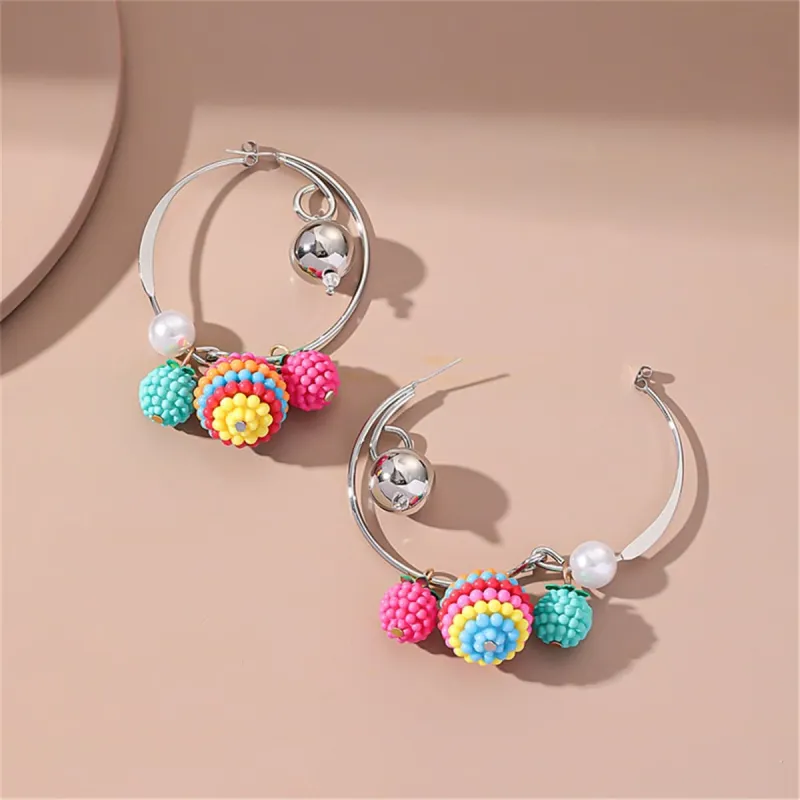 Acrylic & Pearl Two-Tone Bayberry Ball Hoop Earrings made by Zulily
