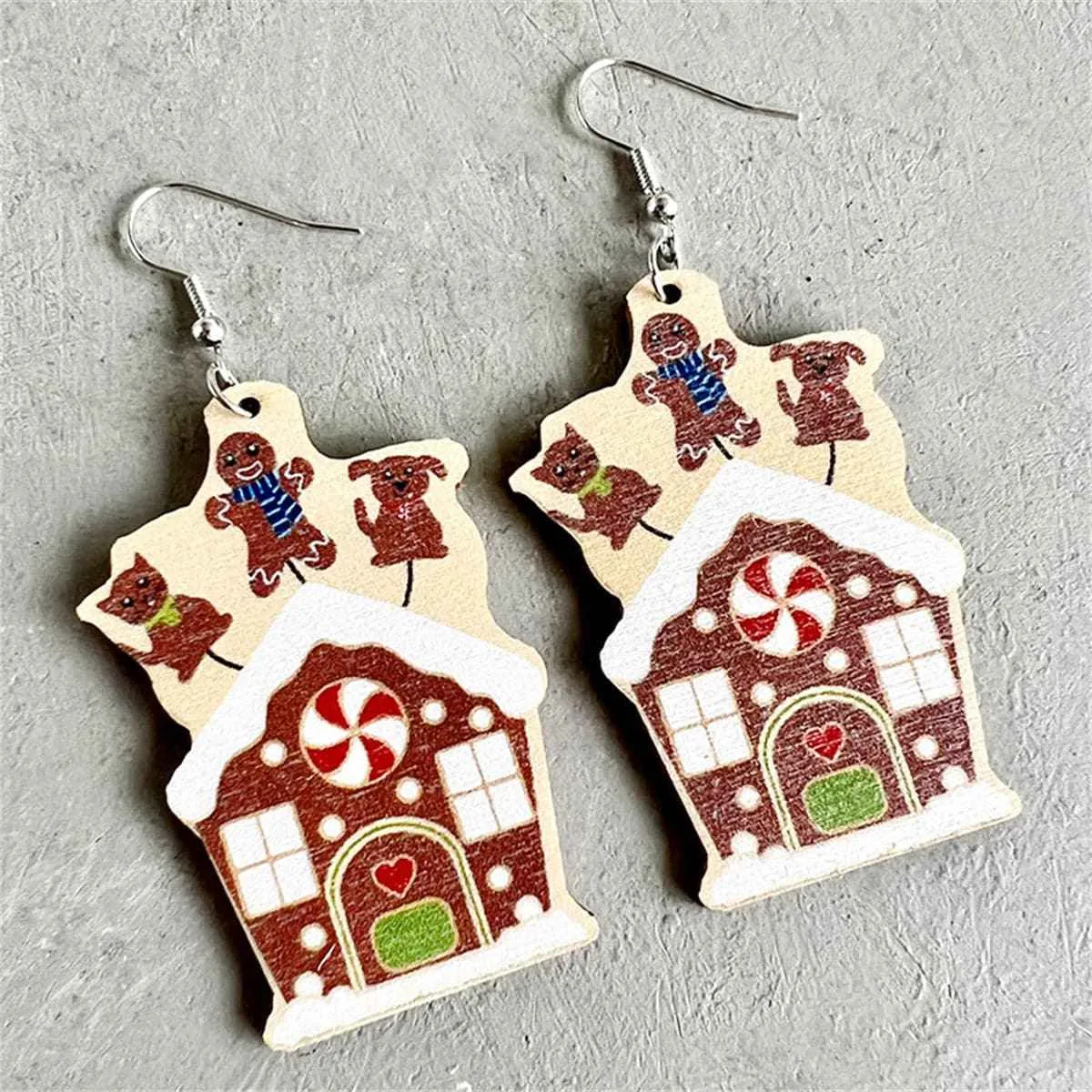 Brown Wood & Silvertone Snow House Drop Earrings sold by Zulily