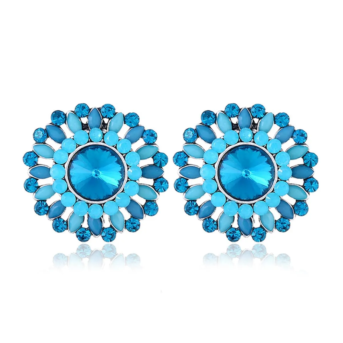 Blue Crystal & Cubic Zirconia Round Stud Earrings sold by Zulily