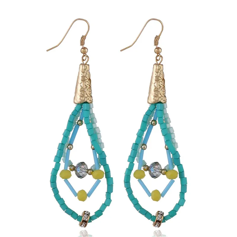Teal Acrylic & Cubic Zirconia Layered Drop Earrings made by Zulily