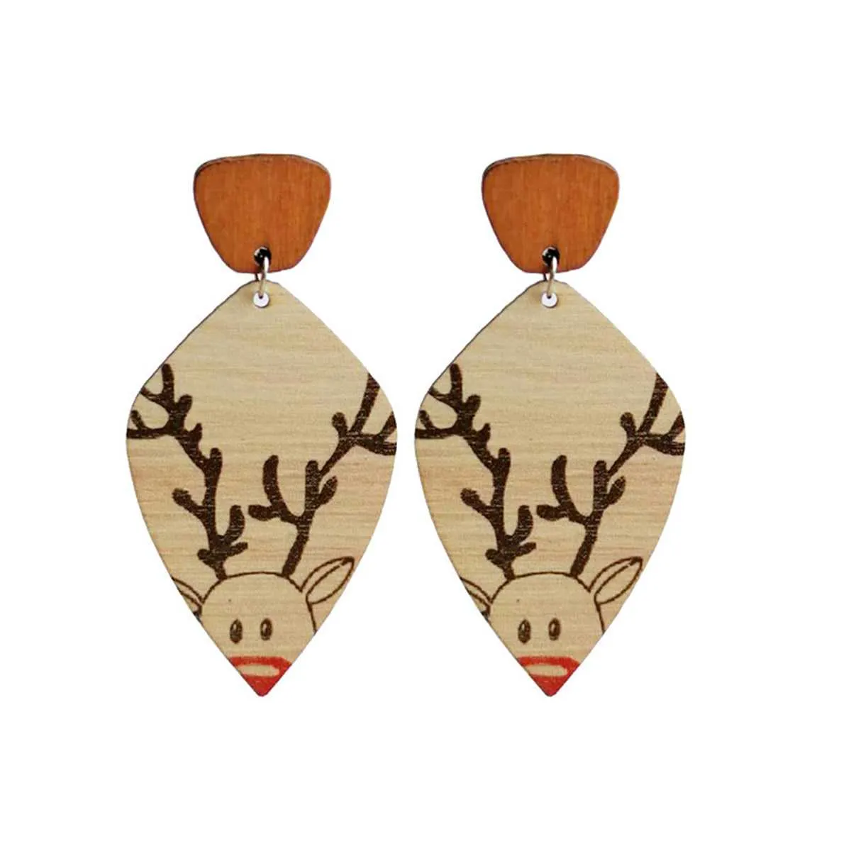 Wood & Silvertone Reindeer Rhombus Drop Earring sold by Zulily product image thumbnail 2