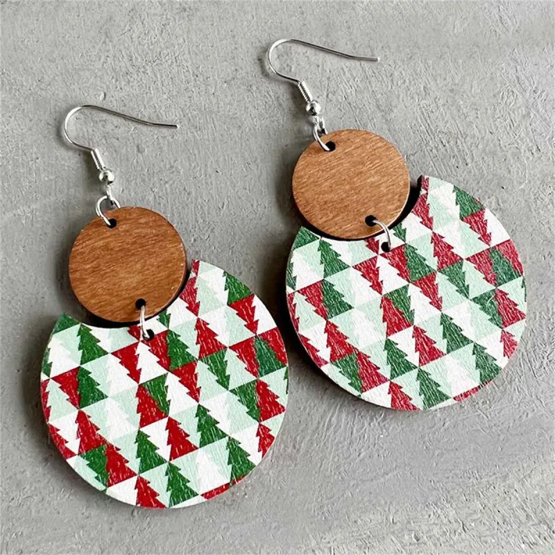 Red & Green Trees Round Drop Earrings made by Zulily