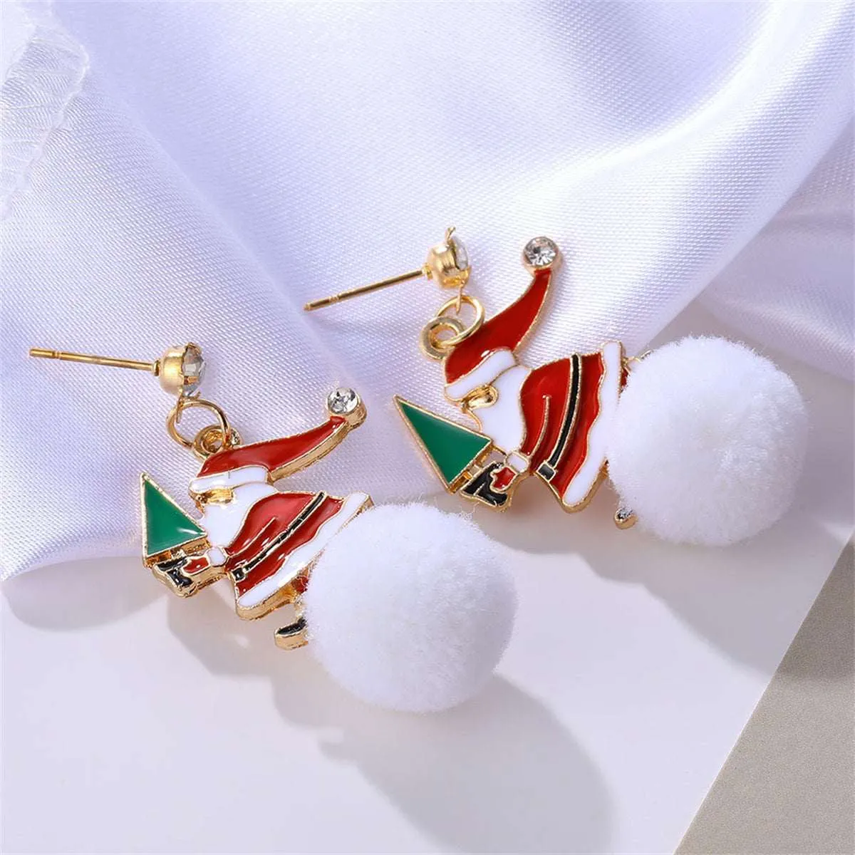 Cubic Zirconia & Red Santa Tree Pom-Pom Drop Earrings sold by Zulily