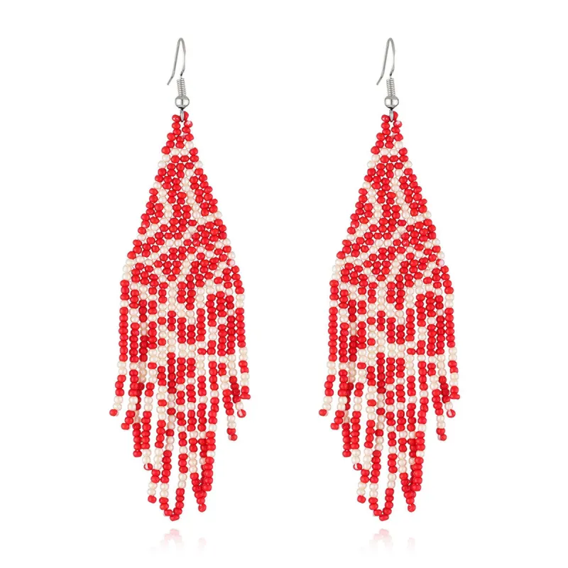 Red Howlite & Silvertone Bead Tassel Drop Earrings made by Zulily