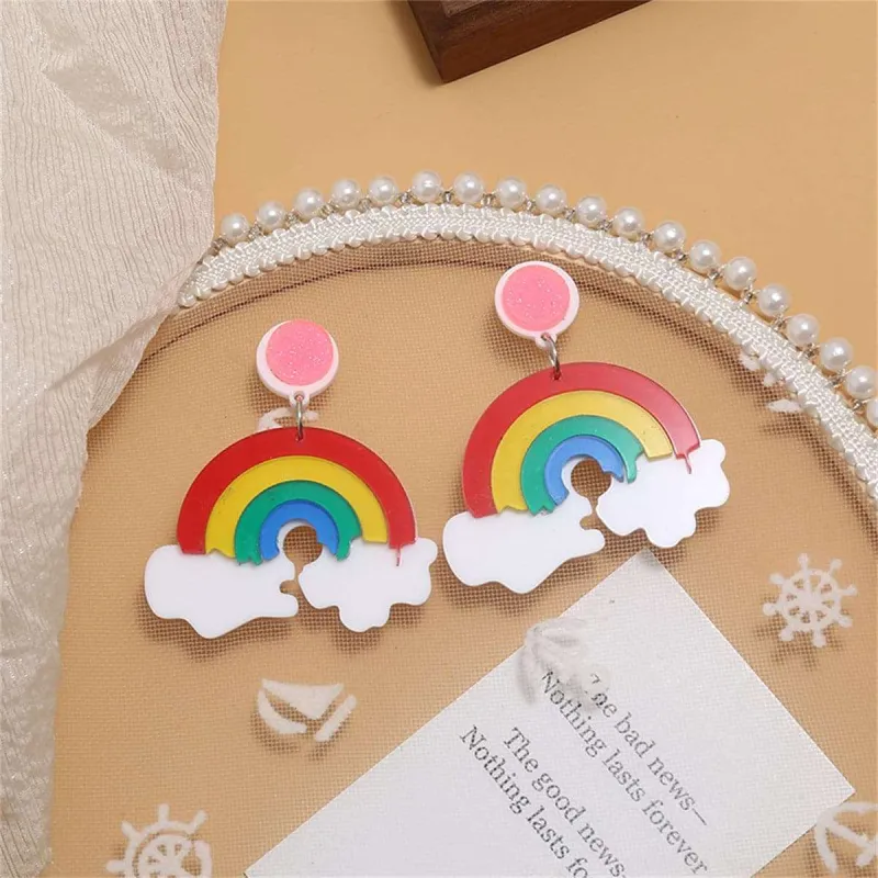 Red & Yellow Multicolor Rainbow Drop Earrings made by Zulily