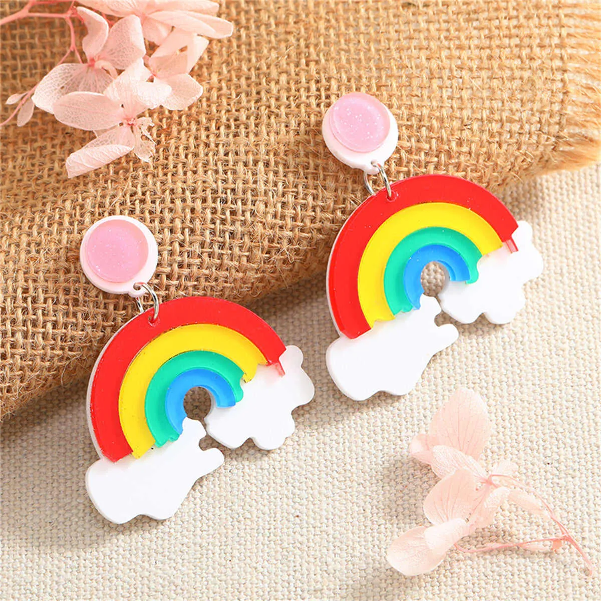 Red & Yellow Multicolor Rainbow Drop Earrings sold by Zulily product image thumbnail 2