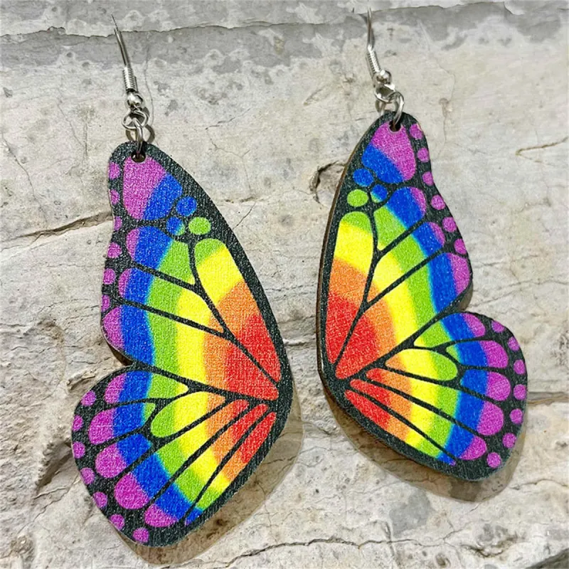Red & Purple Rainbow Butterfly Drop Earrings made by Zulily