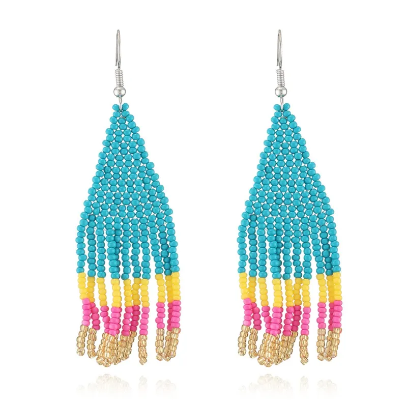 Teal Howlite Tassel Drop Earrings made by Zulily