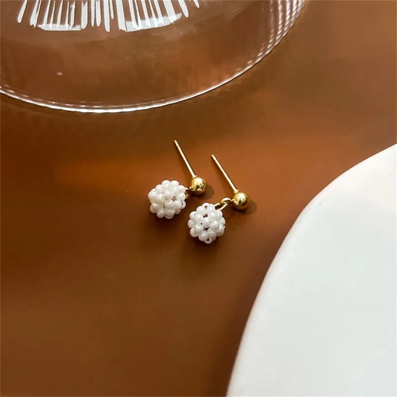 Pearl & Goldtone Ball Drop Earrings made by Zulily
