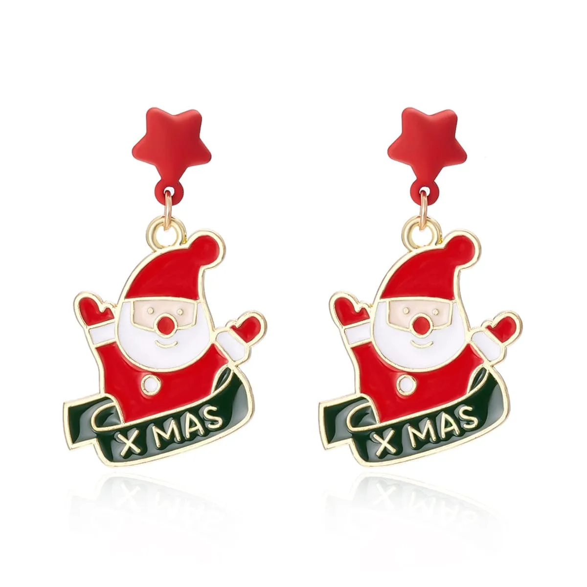 Red Enamel & Goldtone 'Xmas' Santa Drop Earrings sold by Zulily product image thumbnail 3
