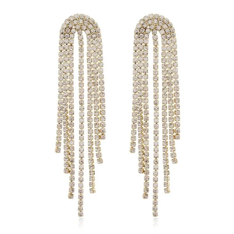 Cubic Zirconia & Goldtone Tassel Strand Drop Earrings made by Zulily