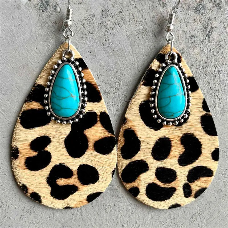 Yellow Polystyrene & Turquoise Leopard Drop Earrings made by Zulily