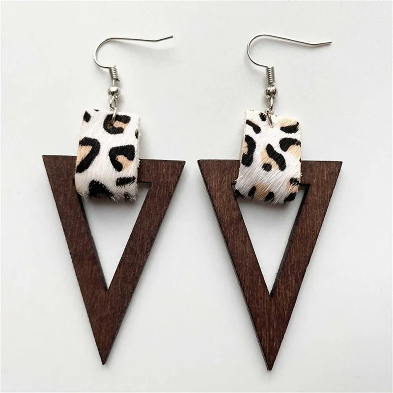 White & Wood Leopard-Print Triangle Drop Earrings made by Zulily