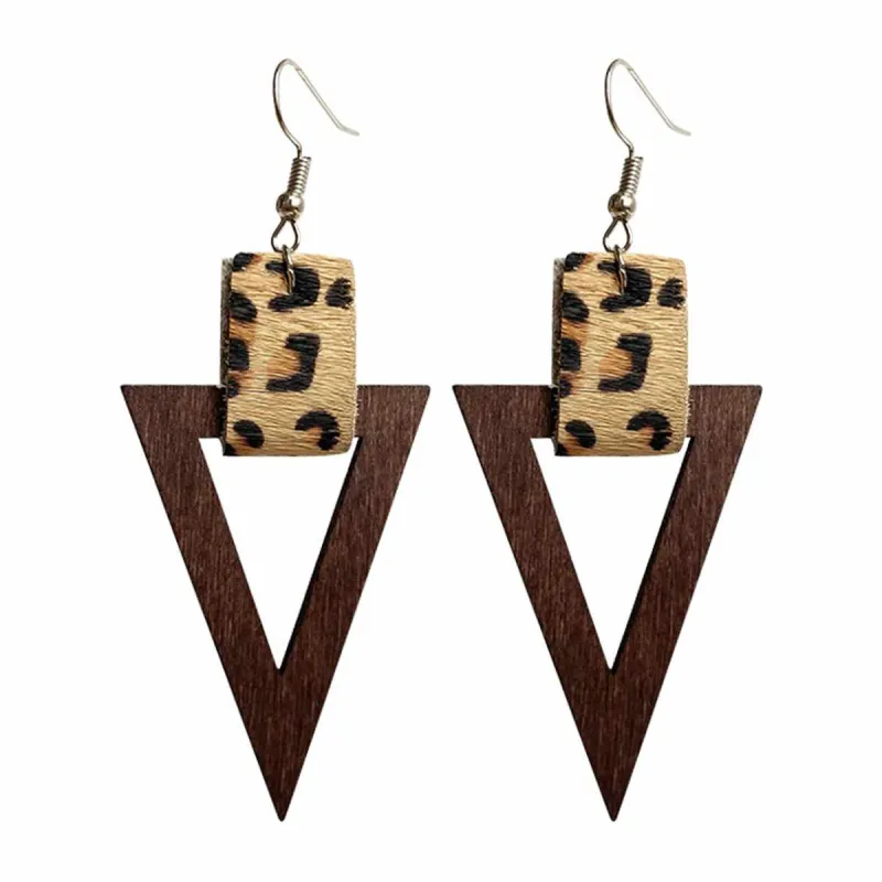 Brown Wood Leopard Triangle Drop Earrings made by Zulily