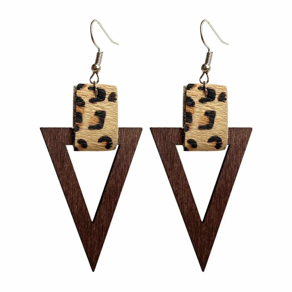 Brown Wood Leopard Triangle Drop Earrings sold by Zulily