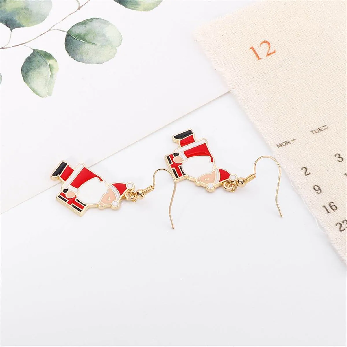 Red Enamel & Goldtone Santa & Gift Drop Earrings sold by Zulily product image thumbnail 2