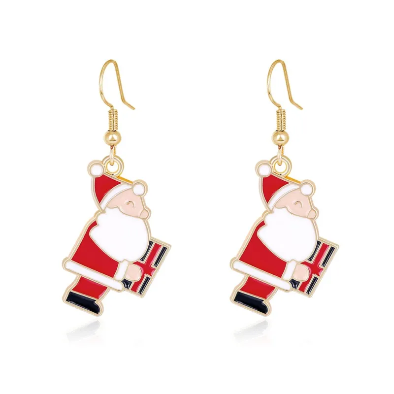 Red Enamel & Goldtone Santa & Gift Drop Earrings made by Zulily