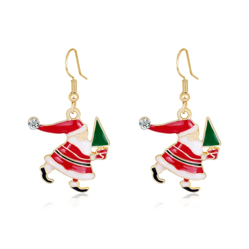 Red Enamel & Cubic Zirconia Santa & Tree Drop Earrings made by Zulily