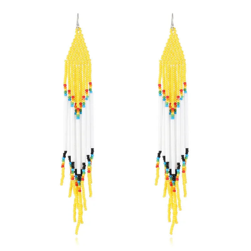 Yellow & White Howlite Geometric Tassel Drop Earrings made by Zulily