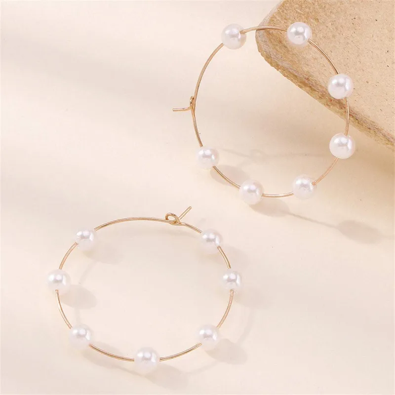 Pearl & Goldtone Beaded Circle Hoop Earrings made by Zulily