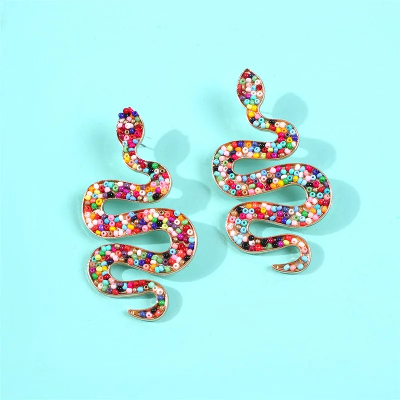 Colored Howlite & Goldtone Snake Dangle Earrings made by Zulily
