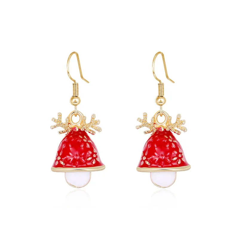 Red Enamel & Goldtone Antler Bell Drop Earrings made by Zulily