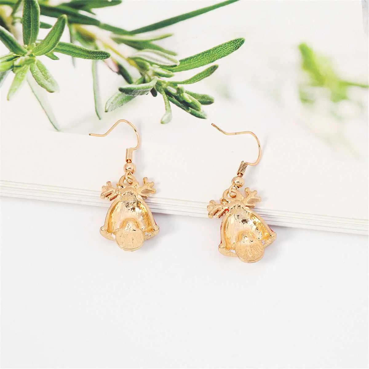 Red Enamel & Goldtone Antler Bell Drop Earrings sold by Zulily product image thumbnail 2